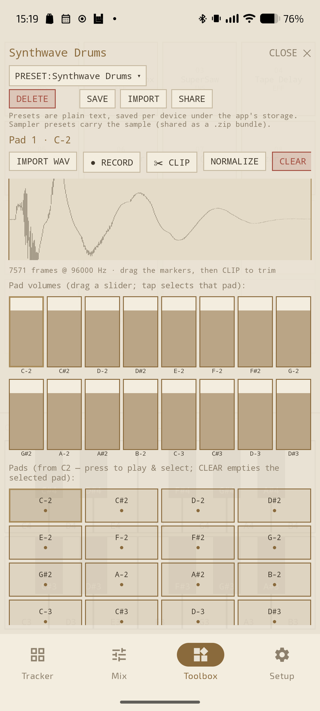 Sampler editor