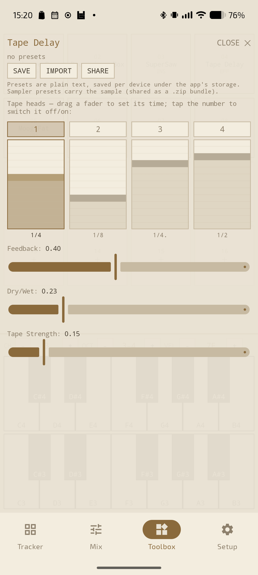 Tape Delay editor