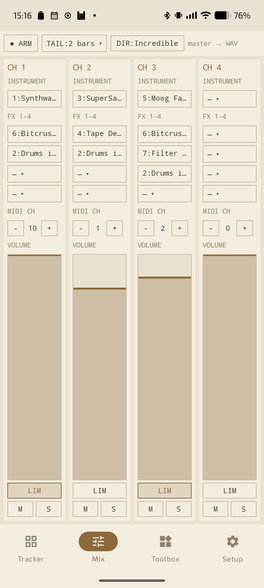 Mix tab