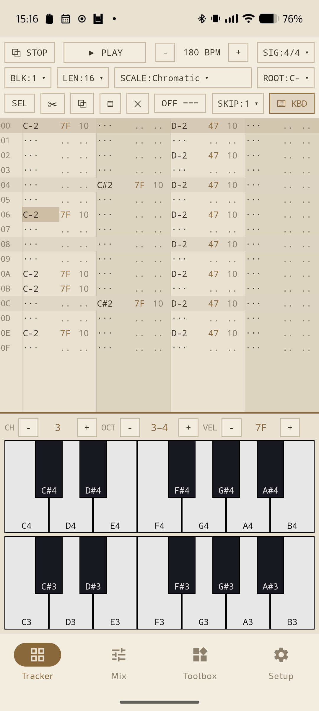 Punch-in keyboard