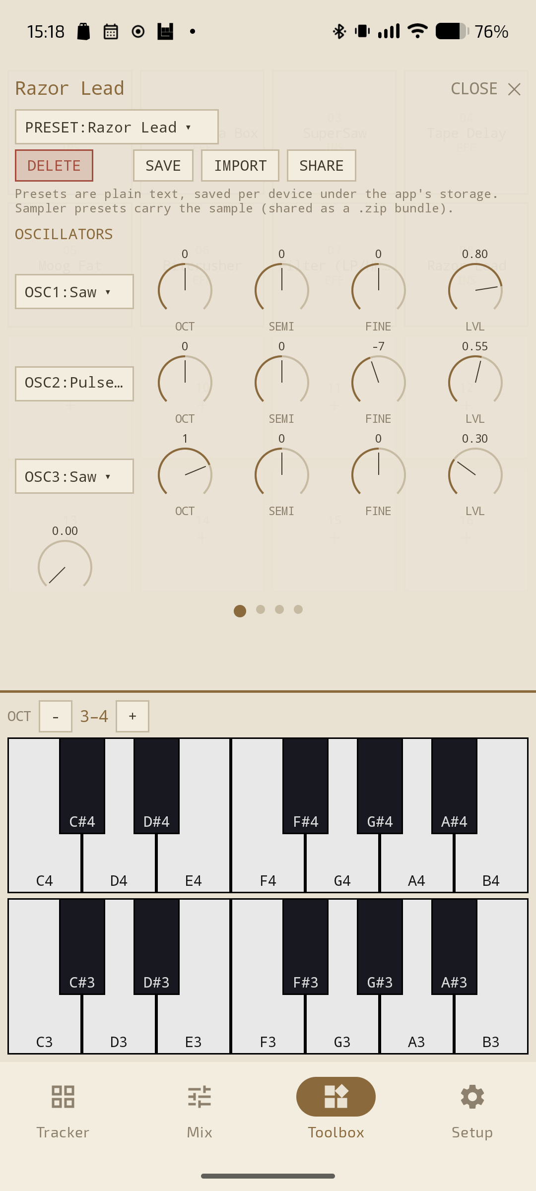 Synth editor — oscillators